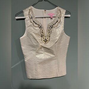 Lily Pulitzer bedazzled V slit neck top NWT size 2